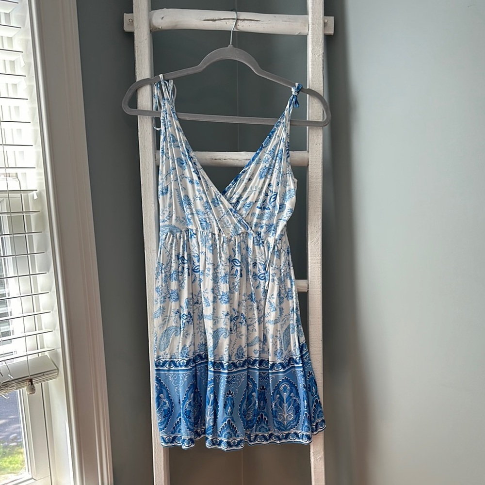 Blue and White Floral Dress